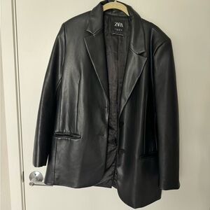 Zara Faux Leather Blazer Size L
